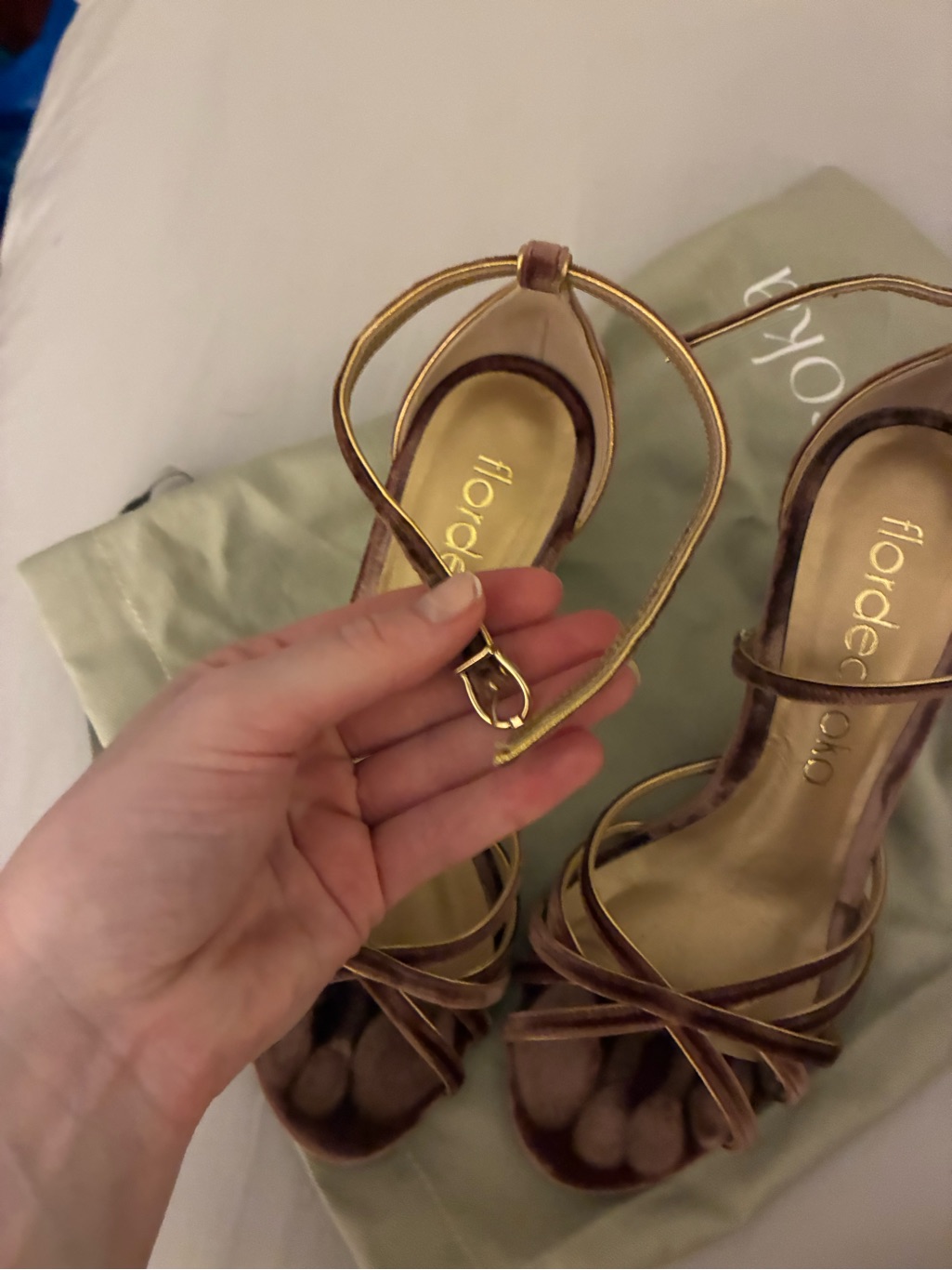 Flordeasoka Velvet Wedding Bridal Heels - Lou 9 Garnet Strappy Sandals — image 4 of 5